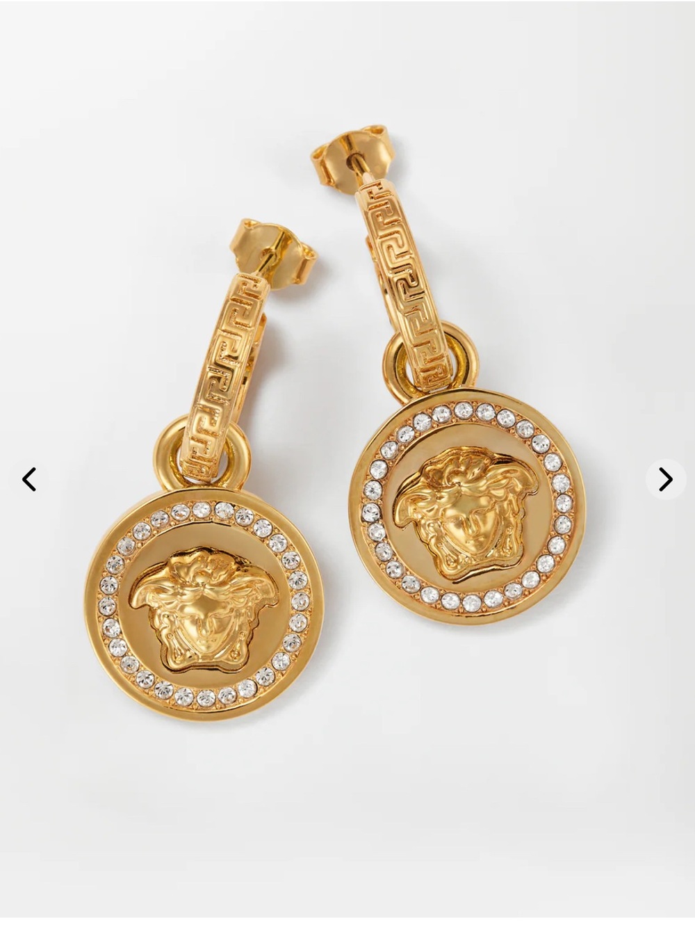 Versace Gold Medusa Crystal-Trim Drop Earrings